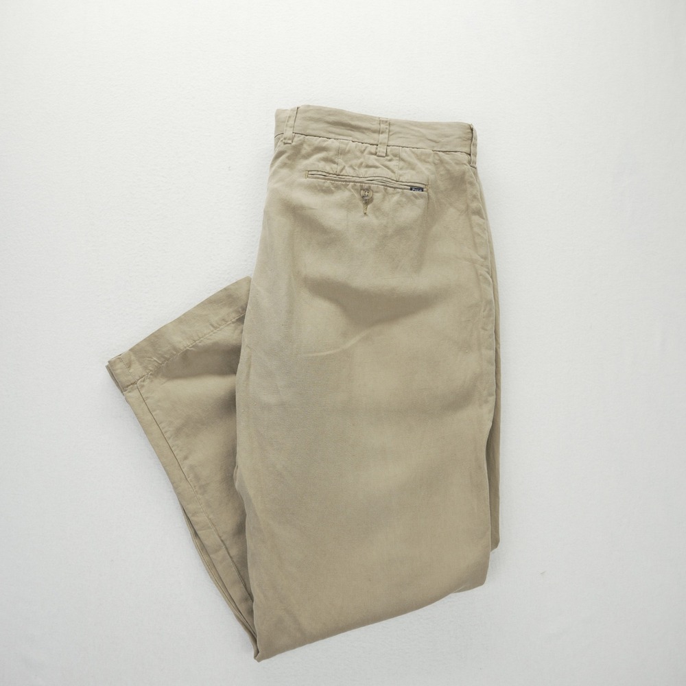 Polo Ralph Lauren Mens 38x30 Straight Fit Chinos Khaki Tan Linen Lyocell Blend